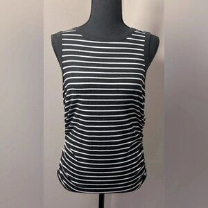SHEIN Large Ruched Side Tank Top Black and White Stripe Womens XL